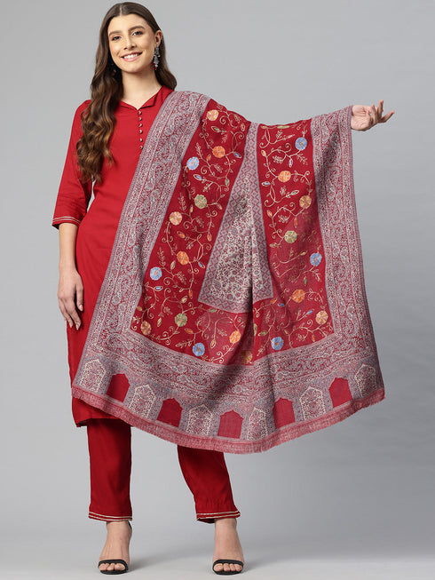 Women's Aari Embroidery Pure Wool Shawl